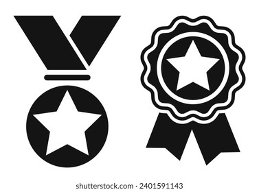 Award vector icons set isolated on white background, flat illustration of set achievement badges