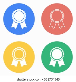 Award vector icons set. White illustration isolated for graphic and web design.