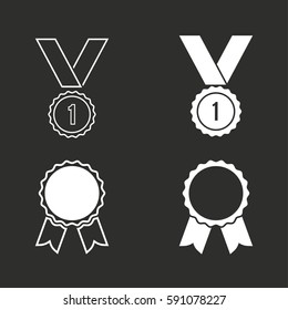 Award vector icons set. White illustration isolated for graphic and web design.