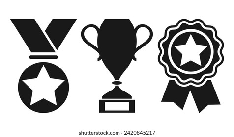 Award-Vektorsymbole, Preispiktogramme einzeln auf weißem Hintergrund