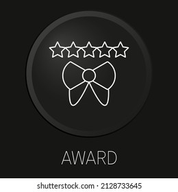 Award vector line icon on 3D button isolated on black background. Premium Vector.