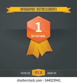 Award vector  tag on dark black background