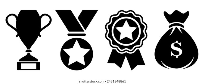 Award vector web icon, honour and reward symbols isolated on white background. Abstract business flat illustration of success and praise