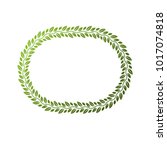 Award vintage circular frame with clear copy space made as spring design decorated with green tree leaves. Vector retro style label, heraldry emblem isolated on white background.