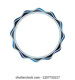 Award vintage circular frame with clear copy space made as art medallion design decorated with curves and undulate lines. Vector retro style label, heraldry emblem isolated on white background.