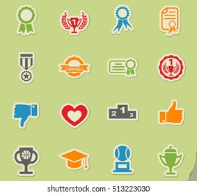 award web icons on color paper stickers for user interface