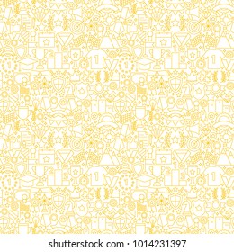 Award White Line Seamless Pattern. Vector Illustration of Outline Tile Background. Competition Winner.