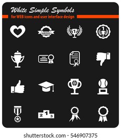 award white simple symbols for web icons and user interface design