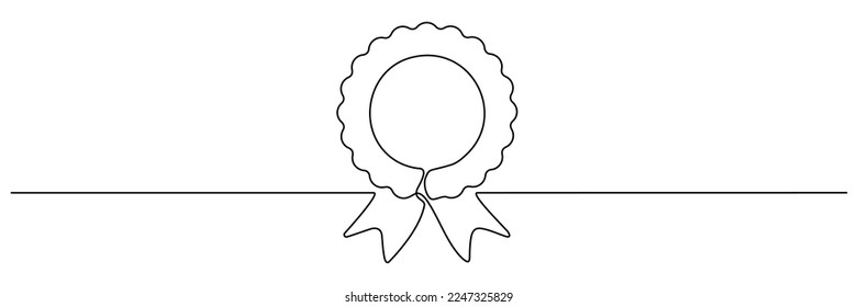 Preisgewinn Band fortlaufende Linie Kunst gezeichnet. Konturlinie des Zeugnisses Vektorgrafik einzeln auf Weiß.
