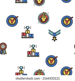 Award For Winner In Championship Vector Seamless Pattern Thin Line Illustration