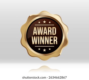 Award Winner Creative Badge Idea, Stylist and elegant golden shield design. Commonly used for marketing, packaging, and branding for upscale products and services.