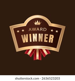 Award Winner Creative Badge Idea Stylist and elegant golden shield design