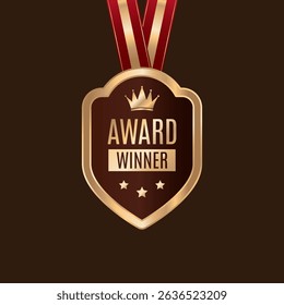 Award Winner Creative Badge Idea Stylist and elegant golden shield design