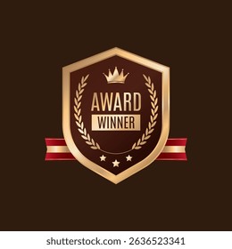 Award Winner Creative Badge Idea Stylist and elegant golden shield design