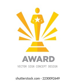 Award winner cup - logo icon on white background vector illustration. Statuette reward championship concept sign. Graphic design element.