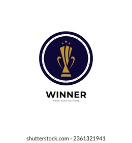 Award winner cup - vector logo template concept illustration in flat style. Star with rays and abstract shapes. Creative sign. Design element.