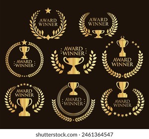 Award Winner emblem gold collection vector illustration