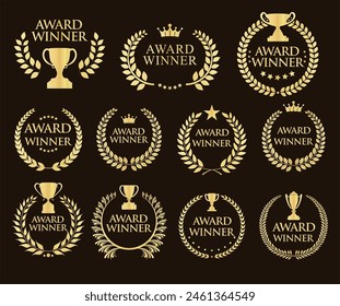 Award Winner emblem gold collection vector illustration