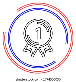 award winner - First place prize, vector competition badge. Thin line pictogram - outline editable stroke