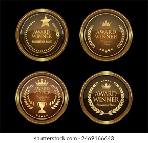 Award winner golden luxury badge vector illustration