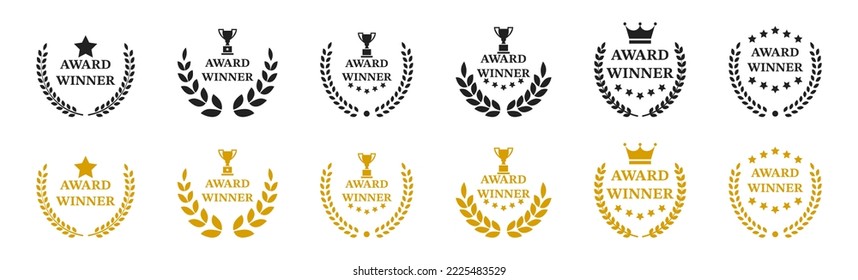 Award winner. Laurel winner wreath. Trophy cup with awards. Vector illustration.