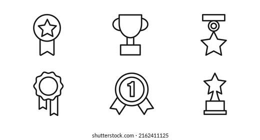 Award, winner outline editable vector icon set