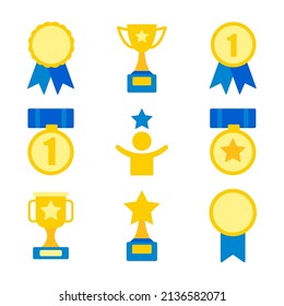 Award, winner, prize vector icon set
