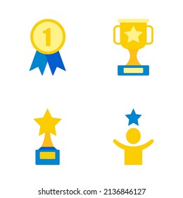 Award, winner, prize vector icon set