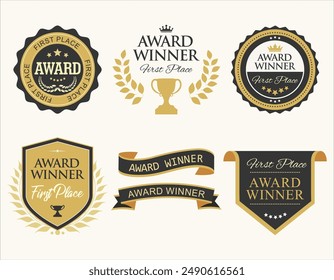 Award winner retro vintage badges and labels collection 