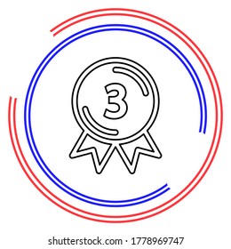 award winner - Third place prize, vector competition badge. Thin line pictogram - outline editable stroke