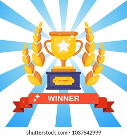 Award winner trophy cup. Success concept