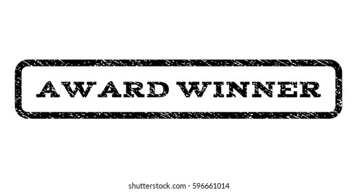 Award Winner watermark stamp. Text caption inside rounded rectangle with grunge design style. Rubber seal stamp with scratched texture. Vector black ink imprint on a white background.