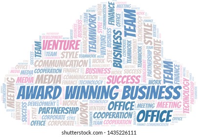 Award Winning Business word cloud. Collage made with text only.