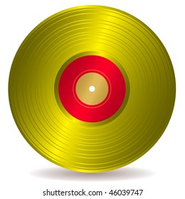 Award winning golden disc record with drop shadow