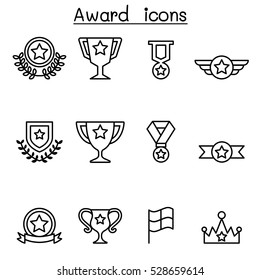 Award & Winning Icon Set In Thin Line Style