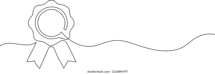Award winning ribbon - first place concept. Continuous one line drawing. Minimalistic vector illustration. - Shutterstock ID 2124894797