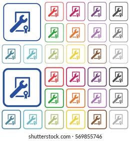 Award winning services color flat icons in rounded square frames. Thin and thick versions included.