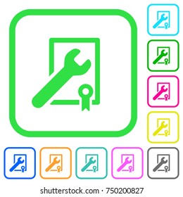 Award winning services vivid colored flat icons in curved borders on white background