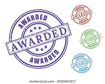 Award Winning Stamps Four Colorful Awarded Seals for Recognition
