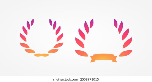 Award wreaths icons in gradient color. Laureate award icons. Nominated celebrating elegant banner