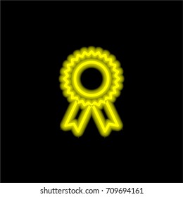 Award yellow glowing neon ui ux icon. Glowing sign logo vector