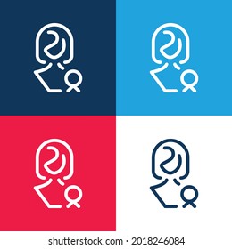 Awarded Lady blue and red four color minimal icon set