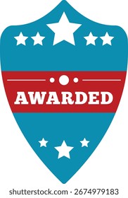 Awarded professional vector badge template with stars. A bold, classic-style black and white emblem for official stamps, business recognition, and achievement awards