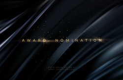 Awarding The Nomination Ceremony Luxury Black Wavy Background With Golden Glitter Sparkles. Vector Background EPS10