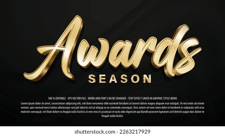 Awards 3d style editable text effect template use for logo and business brand