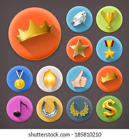 Premios y logros, conjunto de iconos de la sombra larga