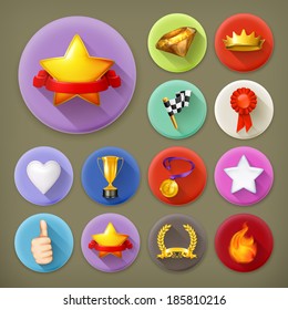 Awards and achievement, long shadow icon set