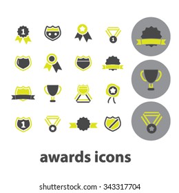 awards, achievement, trophy, prize  icons, signs vector concept set for infographics, mobile, website, application

