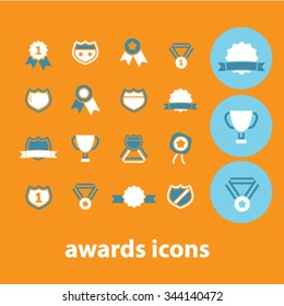 awards, achievement, trophy, prize  icons, signs vector concept set for infographics, mobile, website, application
