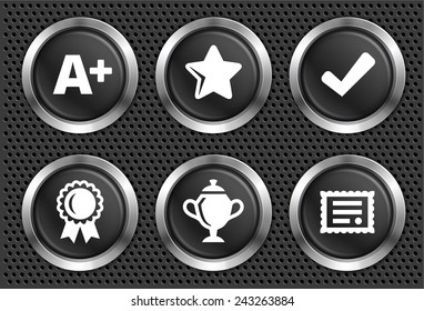 Awards and Achievements on Black Round Buttons